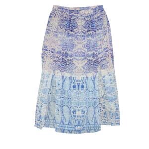 Anthropologie Maeve Waimea Maxi Skirt Size Large Double Slits Silk‎ Blue